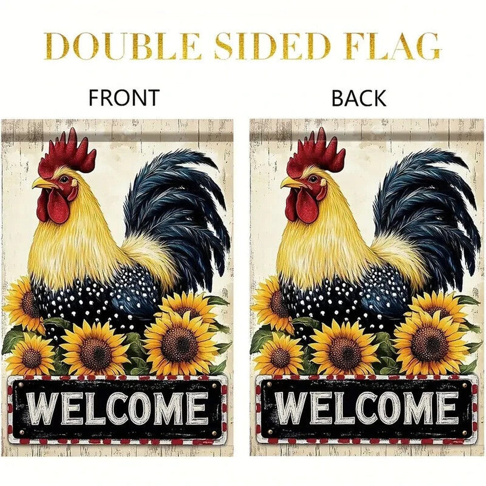 Welcome Rooster & Sunflowers Garden Flag Double-Sided 12" x 18" NEW! Home & Garden:Yard, Garden & Outdoor Living:Décor:Flags Style Your Walls